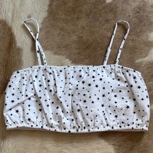by the way. White and Black Star Crop Top